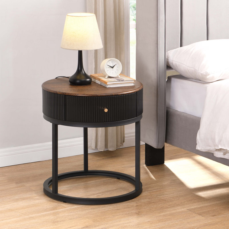 Table basse avec plateau en bois, tiroir