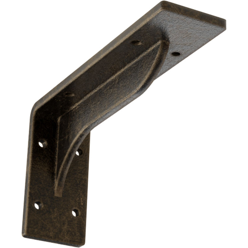 2"W x 8"D x 4 1/4"H Embrey Steel Bracket, Antiqued Pale Gold, Antiqued Pale Gold, 4.25" H x 2" W x 8" D