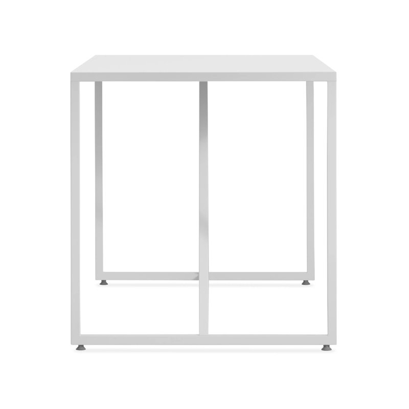 Strut Rectangular with Steel Base Dining Table, 28" W x 56" L, White, Standard (29" Height)