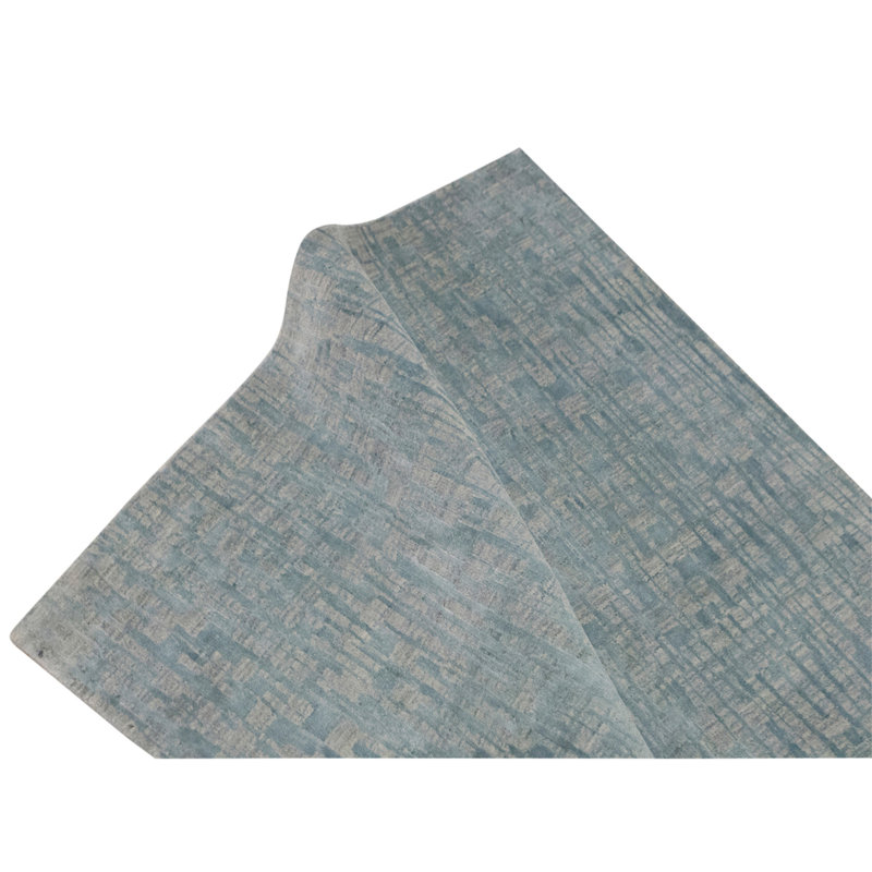 Hand Knotted Area Rug in Green And Blue