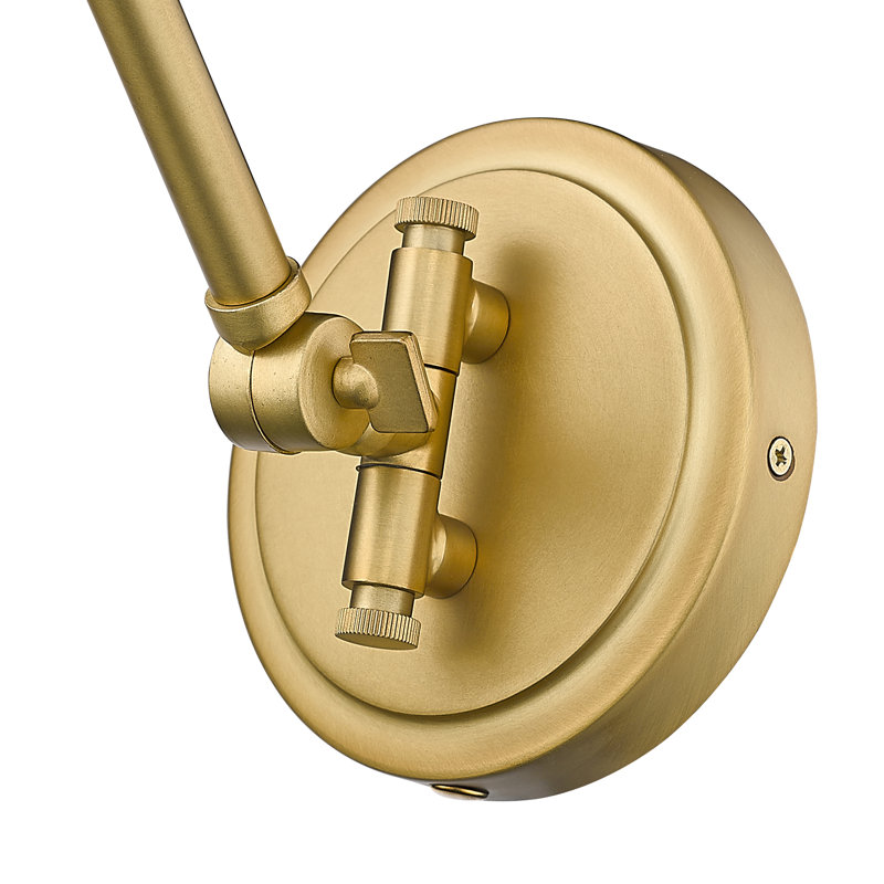 Wyck Steel Swing Arm Sconce, Rubbed Brass