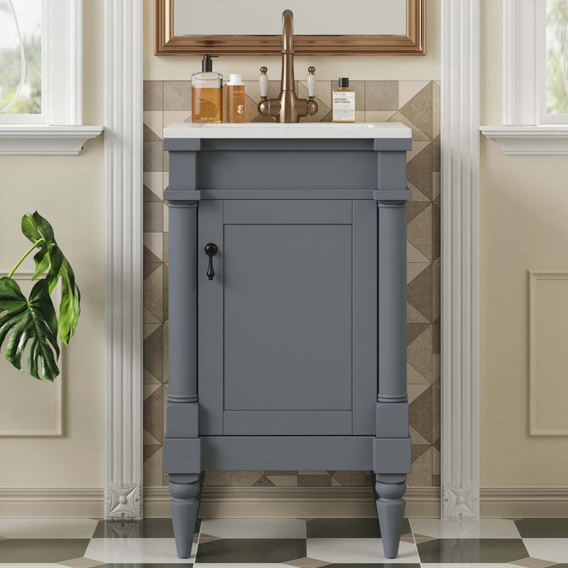 Meuble-lavabo de salle de bain avec lavabo en céramique, Gris
