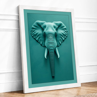 Elephant Head Sculpture Modern - Framed Print
