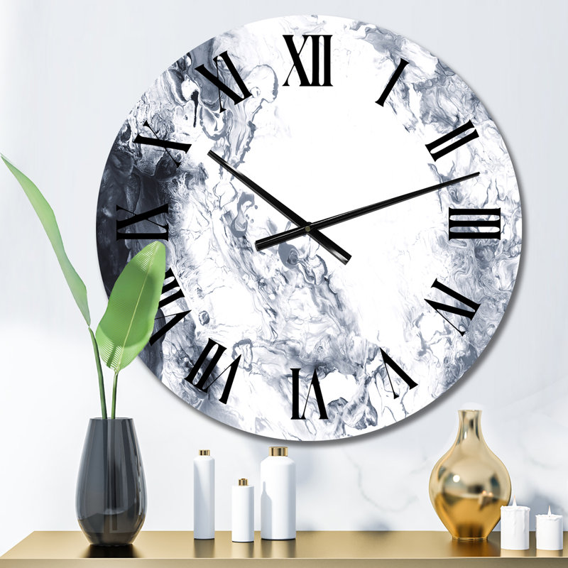 Noir et blanc liquide Art Universe I - horloge murale moderne, Petit