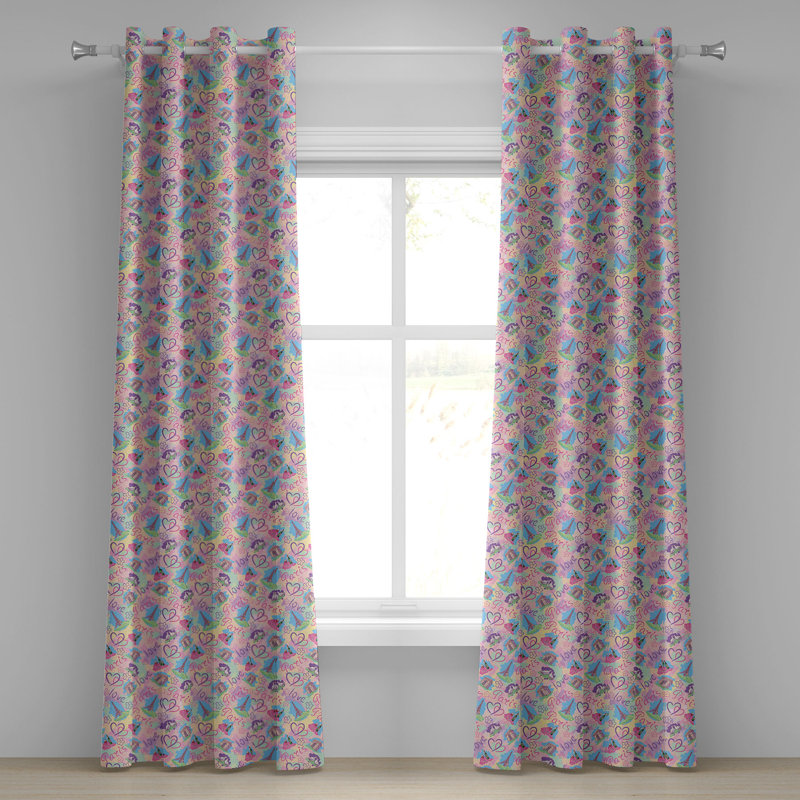Rideau décoratif à œillets bleu et rose 2 panneaux Dakota Fields, 50 po x 96 po, L 50 po x L 120 po