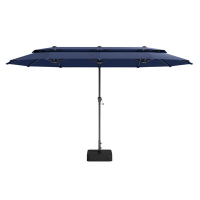 156'' X 78'' Rectangular Market Umbrella With Base Included, 2-Tier Double-Sided Outdoor Market Rectangle Umbrella