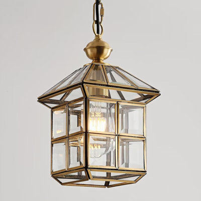 Luminaire suspendu en cuivre cuivré 12,6 po pour lanterne d'extérieur, lustre extérieur antirouille et lustre extérieur pour porche, cuisine, salle à manger, entrée, patio