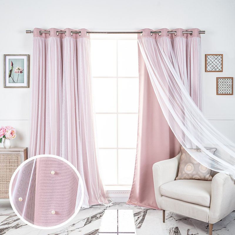 Rideaux obscurcissant avec œillets Pearl, L 52 po x L 84 po, Rose poudreux