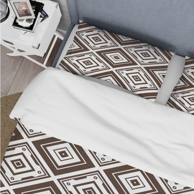 Ensemble de housse de couette Traditional Brown Tiles - Diamond