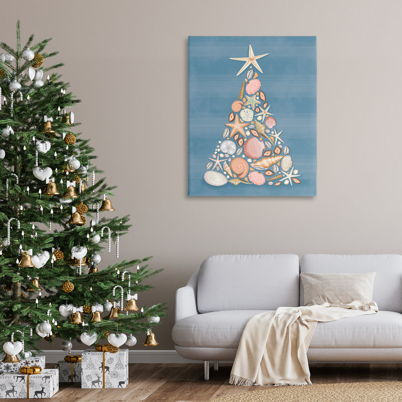 «Coastal Christmas Seashell Tree», art mural par Darlene Seale, H 48 po x l 36 po