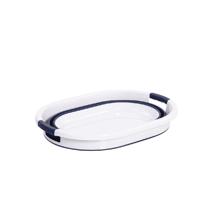 Panier à linge pliable Wayfair Basics®, Bleu marine / blanc