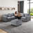 L-Shaped 4-Piece Modular Sectional With Cocktail Ottoman & Corduroy Upholstery-168498056
