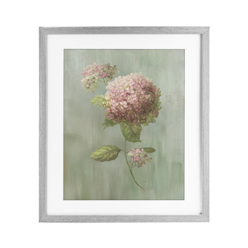 Simple hydrangea boisseau, impression sous verre encadrée, design par Nan, Cadre de ferme gris sous verre Farmhouse, 21 x 17