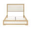 Lit à panneau grand contemporain, tête de lit à DEL, couleur naturelle et blanche, cadre de lit en bois, résistant aux égratignures, mobilier de chambre à coucher, sommier tapissier, bois d'ingénierie, utilisation, requis-980564662