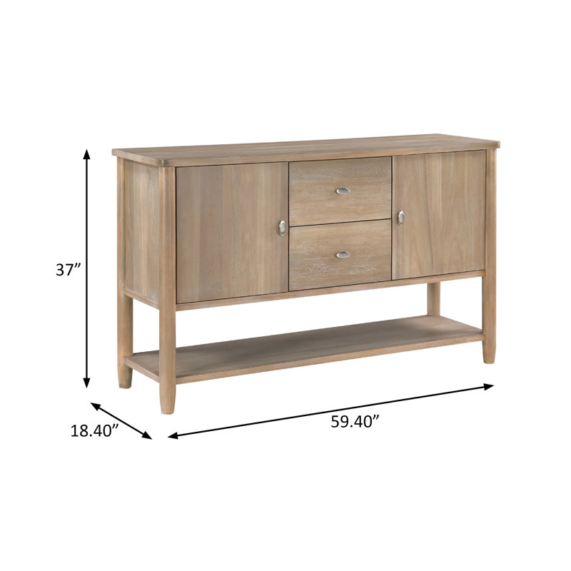 59.4"W Transitional Server, Natural/Beige