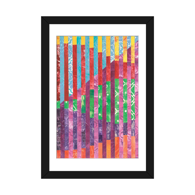 « quilted monoprints iv », impression sur toile, H 24 po x l 16 po x P 1 po, Papier d'art encadré noir, Blanc