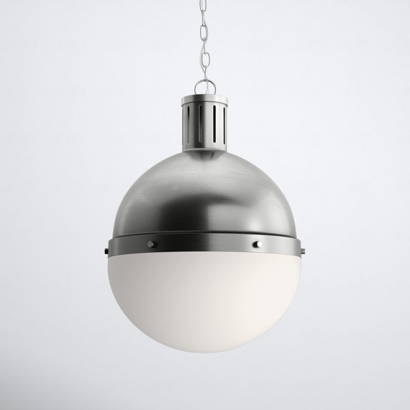 1 - Light Single Globe Pendant, No, 22" H x 16" W x 16" D, Brushed Nickel