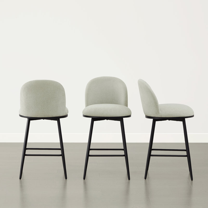 Aura 26'' Upholstered Swivel Counter Stool, Light, 3