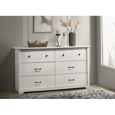 Commode 6 tiroirs l 57 po avec poignées noires