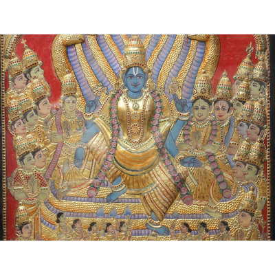 "Vaikuntha Narayana" Vishnu as the Lord of Vaikuntha | Traditional Colors With 24K Gold