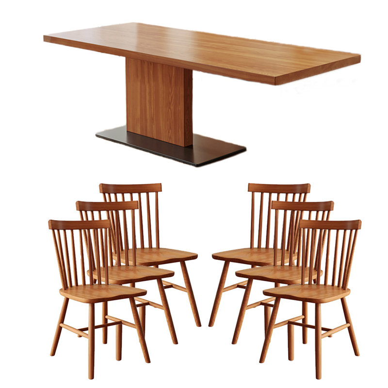 Ensemble de table de salle à manger en bois de frêne massif, H 29,53 po x L 62,99 po x l 31,5 po