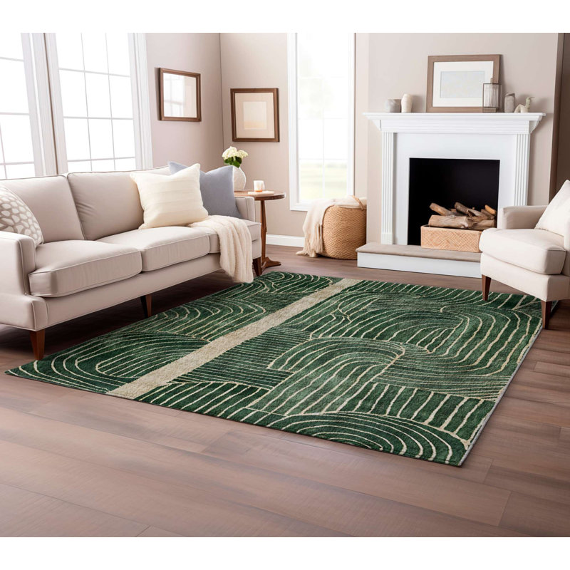 Stylish Area Rug, 5.2 x 7.5 Feet, 60% Cotton / 40% Polyester | Non-Slip Cotton Underside, Machine Woven, Digital Print | Total Thickness: 0.3 Inches | Washable at 30°C, Perfect for Living Room & Bedroom Decor