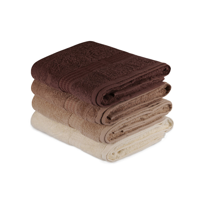 Luxurious 4-Piece Bath Towel Set, 100% Cotton, 27.6 x 55.1 inches | 500 GSM for Ultimate Absorbency | Cream, Beige, & Brown Colors | Includes Special Box | Machine Washable, Soft & Durable for Spa-Like Comfort