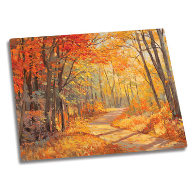 Autumn Woodland Tempered Glass Cutting Board 10" x 8"