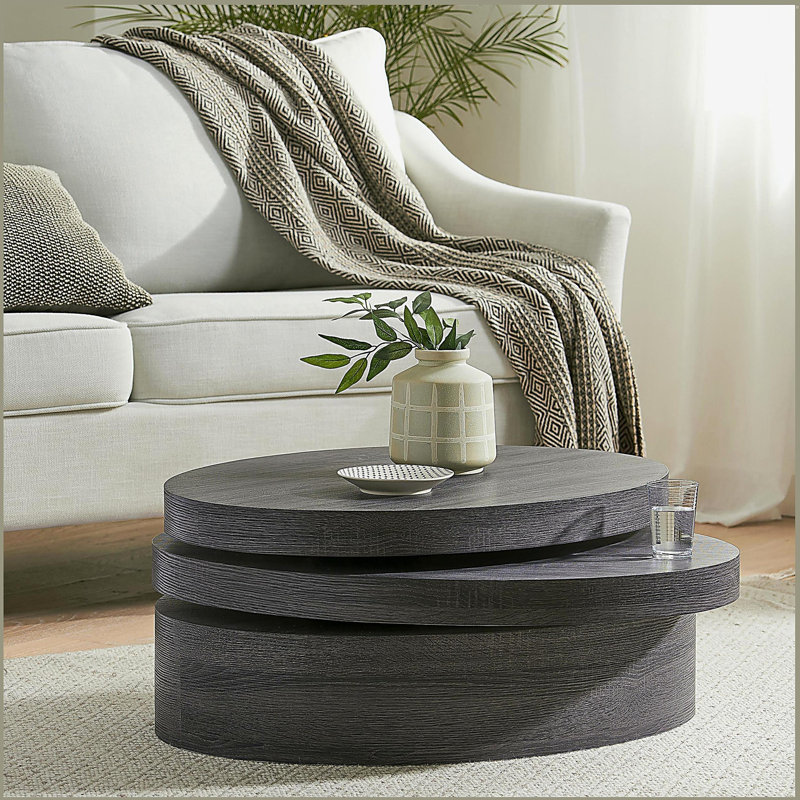 TABLE BASSE MODERNE ROTATIF - Noir mat