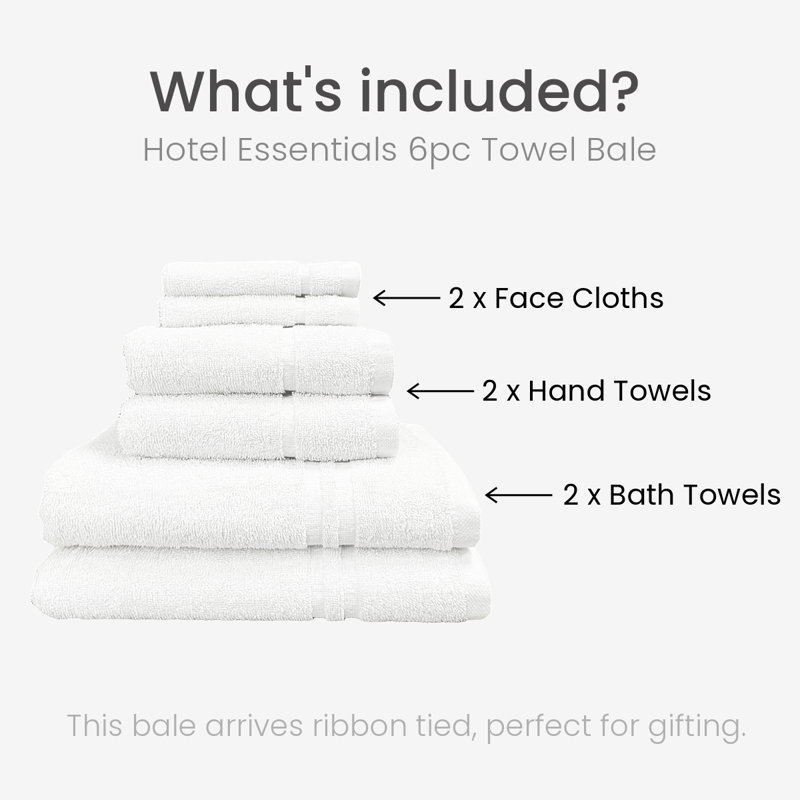 Chilson Essentials 6 Piece Towel Bale Set, White