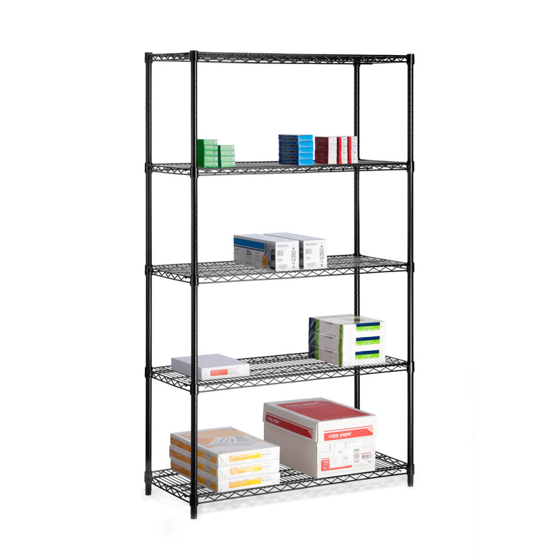 5-Tier Steel Height-Adjustable Shelving Unit (42" W X 72" H X 18" D), Black