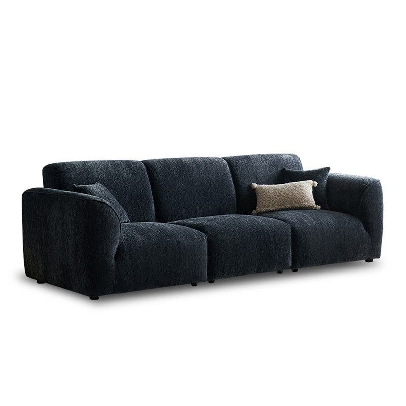 Canapé modulaire en velours noir, 33.86" H x 110.24" W x 39.37" D