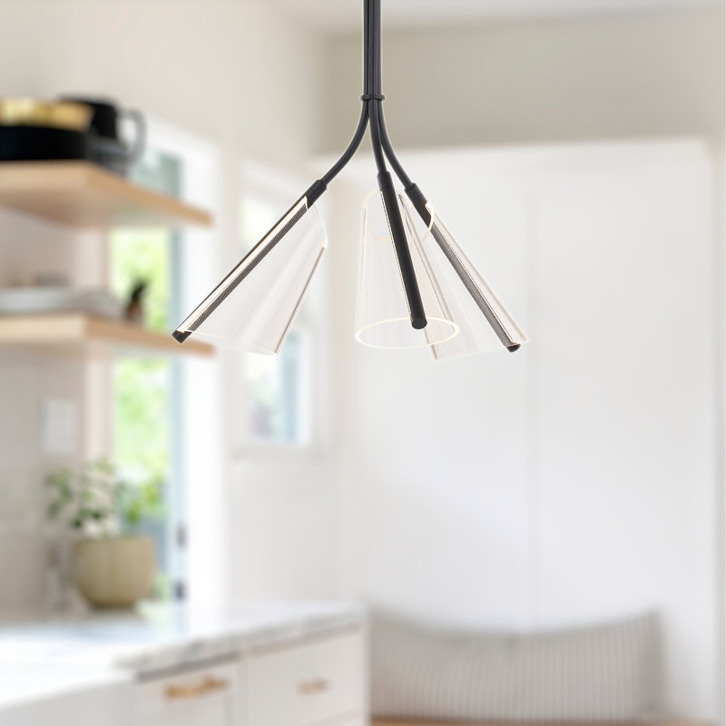 Mulberry 3 - Light LED Pendant, Black/Light Guide