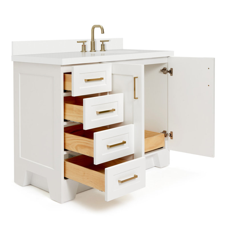 43 IN.  Single Bathroom Vanity, Right , White, Oval