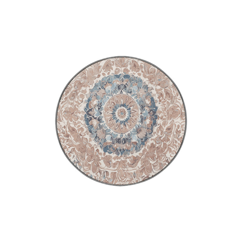 Tapis gris soyeux et moelleux, Rond 4 pi