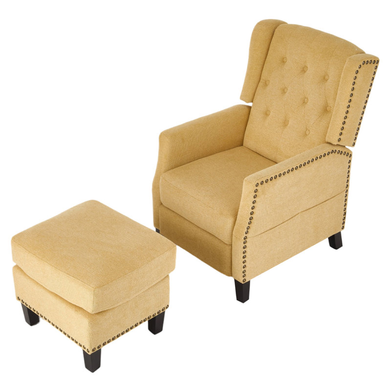 153cm Wide Chenille Wall Recliner Standard Recliner, Yellow