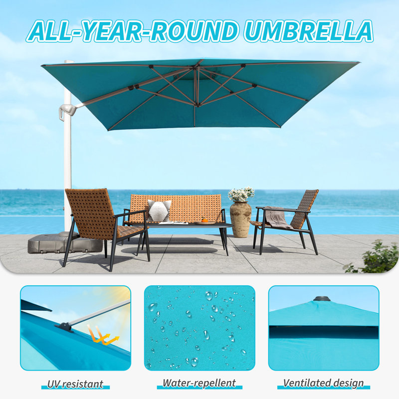Parasol en porte-à-faux 114,17 po, Bleu lac