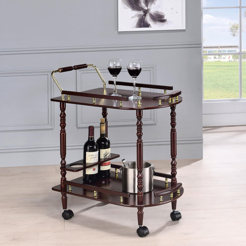 Chariot traditionnel et laiton avec porte-bouteilles de vin fonctionnel pour la salle à manger