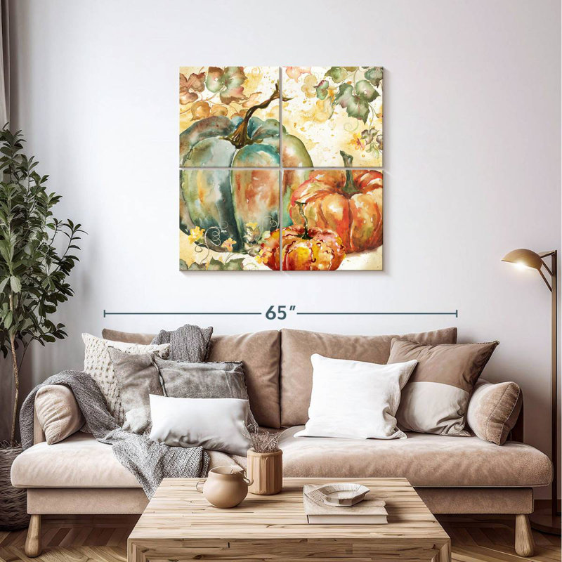 Yarlin, récolte d'aquarelle bleu sarcelle citrouilles I
