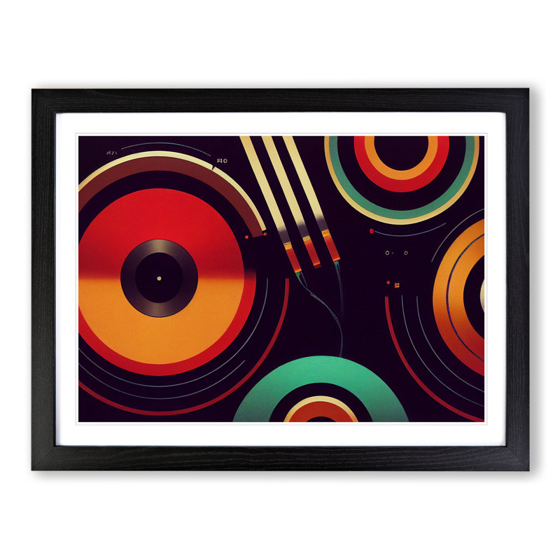 Interesting Vinyl Record - Single Picture Frame Print, Black, 46cm H x 64cm W x 2cm D