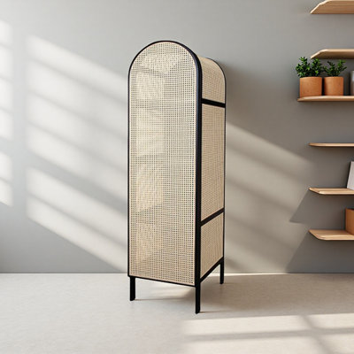 Modern Minimalist White Waxwood Rattan Storage Wardrobe