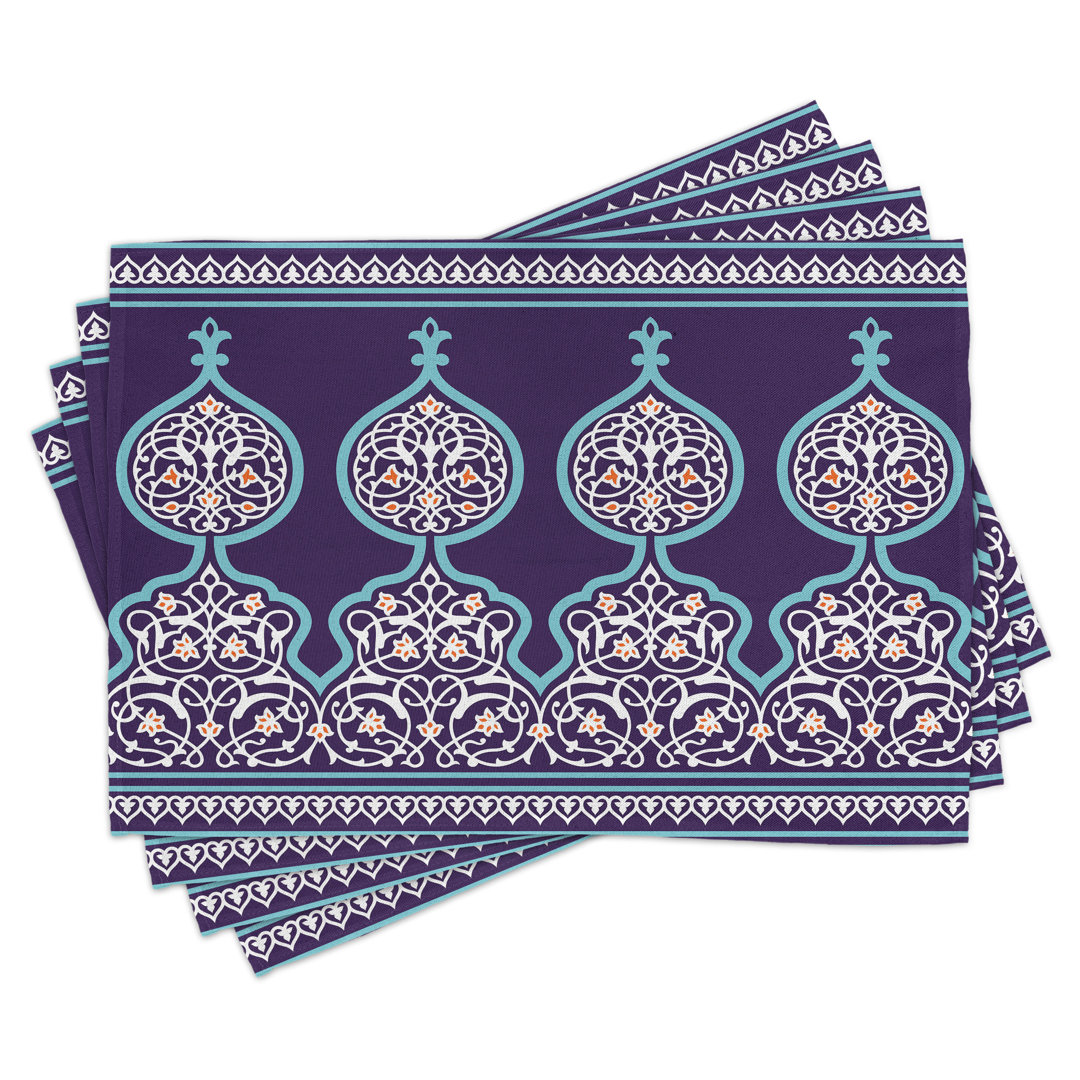 Platzdeckchen 4er Set, Orientalisches Design, Teal Royal Blue