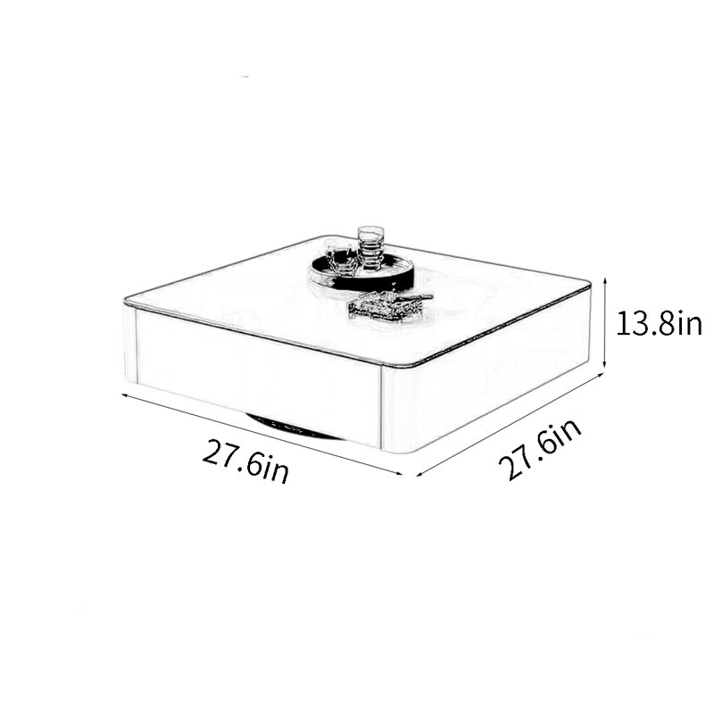 Luxurious square coffee table, 13.8" H x 27.6" L x 27.6" W