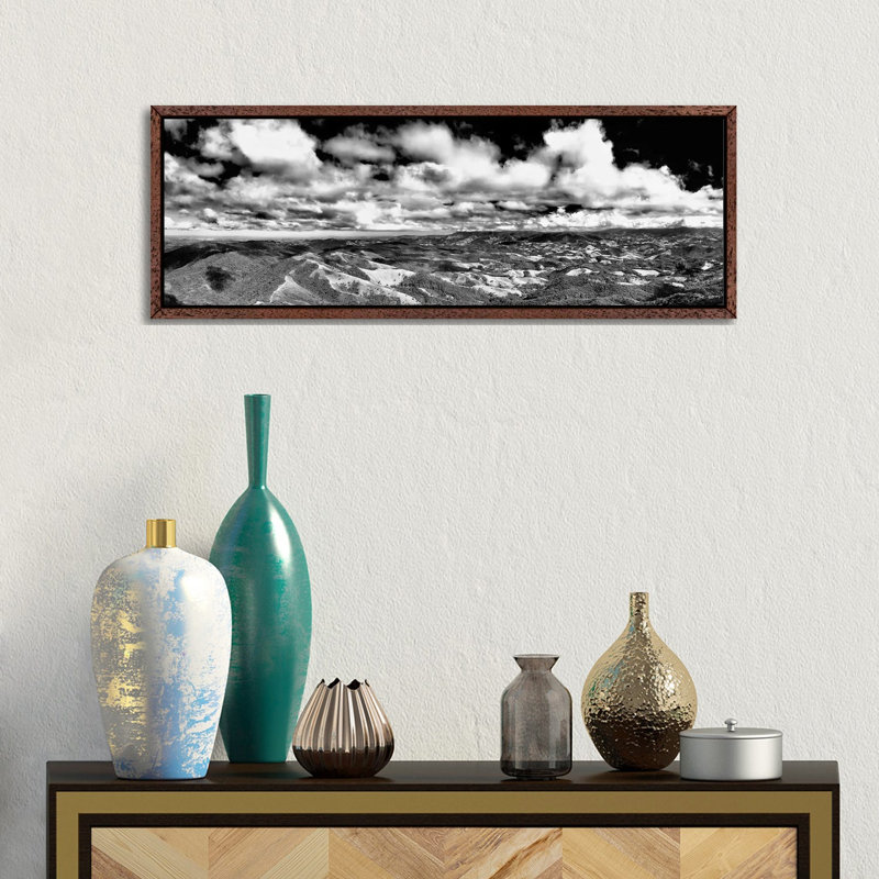 Landscape Black And White Panorama by Glauco Meneghelli - Wrapped Canvas Print, 30.48 cm H x 91.44 cm W, Brown Floater Frame