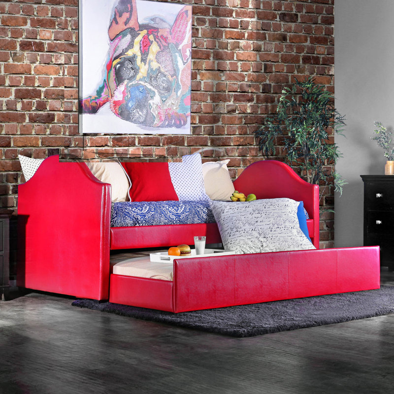 Rhine Kids Twin Daybed with Trundle, Red