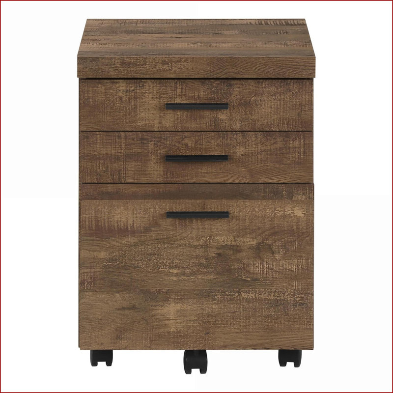 File Cabinets, Rolling Mobile 3 Drawer Printer Stand, Contemporary Walnut Brown | Particle Board | Brown, Brown