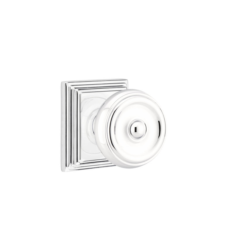 Ensemble de faux boutons Emtek avec rosette Wilshire et bouton Waverly, Chrome brillant