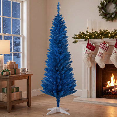 Arbre de Noël décoré 5 pi, arbre de Noël crayon avec 294 pointes de branches réalistes et support en plastique