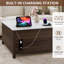 Table basse à plateau relevable cannelé avec rangement et prise de courant 35,4 po Tonicia-1751529348