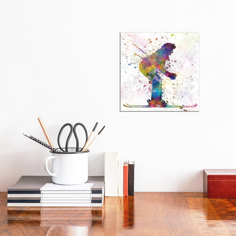 Woman Skier Skiing by Paul Rommer - Wrapped Canvas Painting, 30.48cm H x 30.48cm W x 1.91cm D